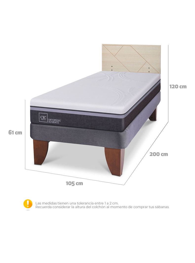 Cama Europea Ortopedic Advance 1.5 Plazas + Respaldo Villarrica Alpino-1