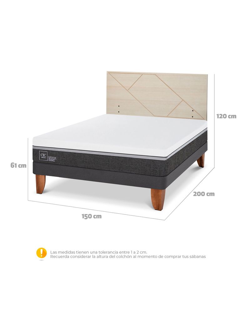 Cama Europea Ortopedic Advance 2 Plazas + Respaldo Villarrica Alpino-1