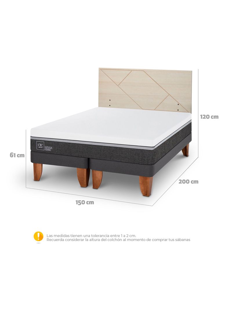 Cama Europea Ortopedic Advance 2 Plazas Base Dividida + Respaldo Villarrica Alpino-1