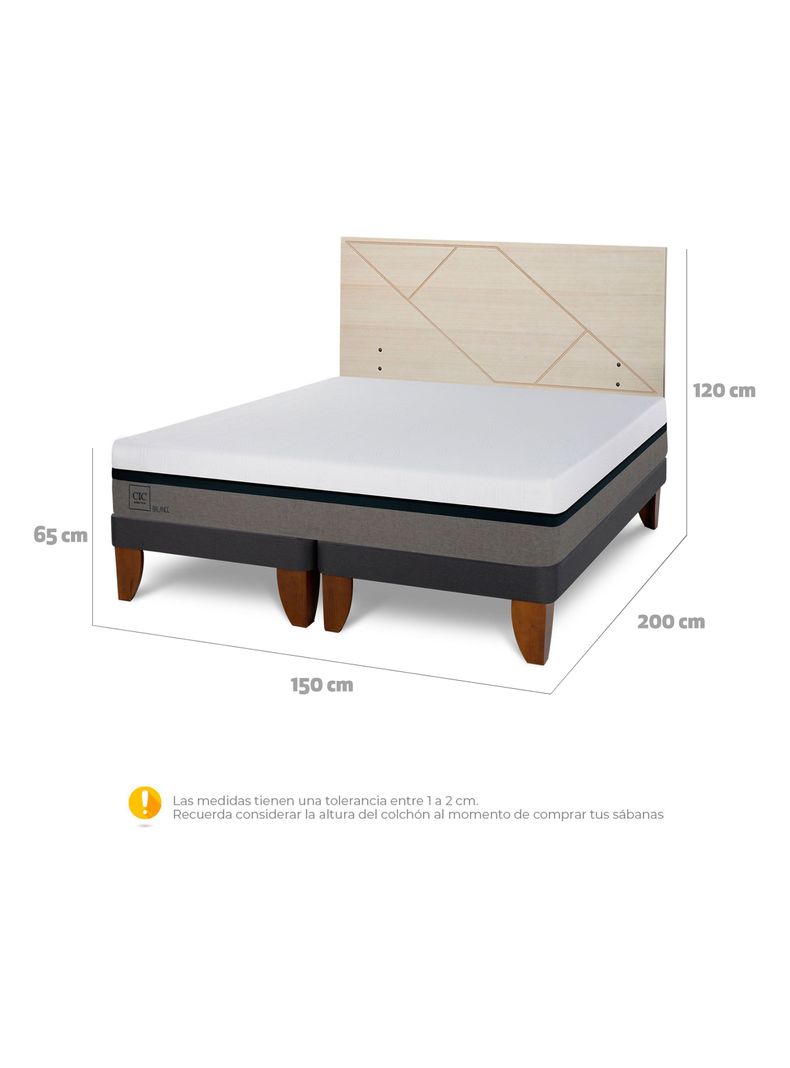 Cama Europea Balance 2 Plazas Base Dividida + Respaldo Villarrica Alpino-1