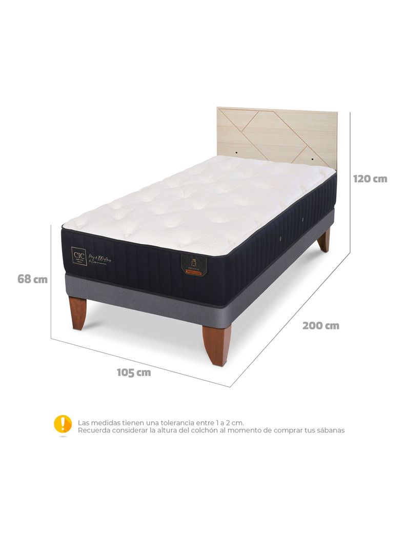 Cama Europea Premium 1.5 Plazas + Respaldo Villarrica Alpino-1