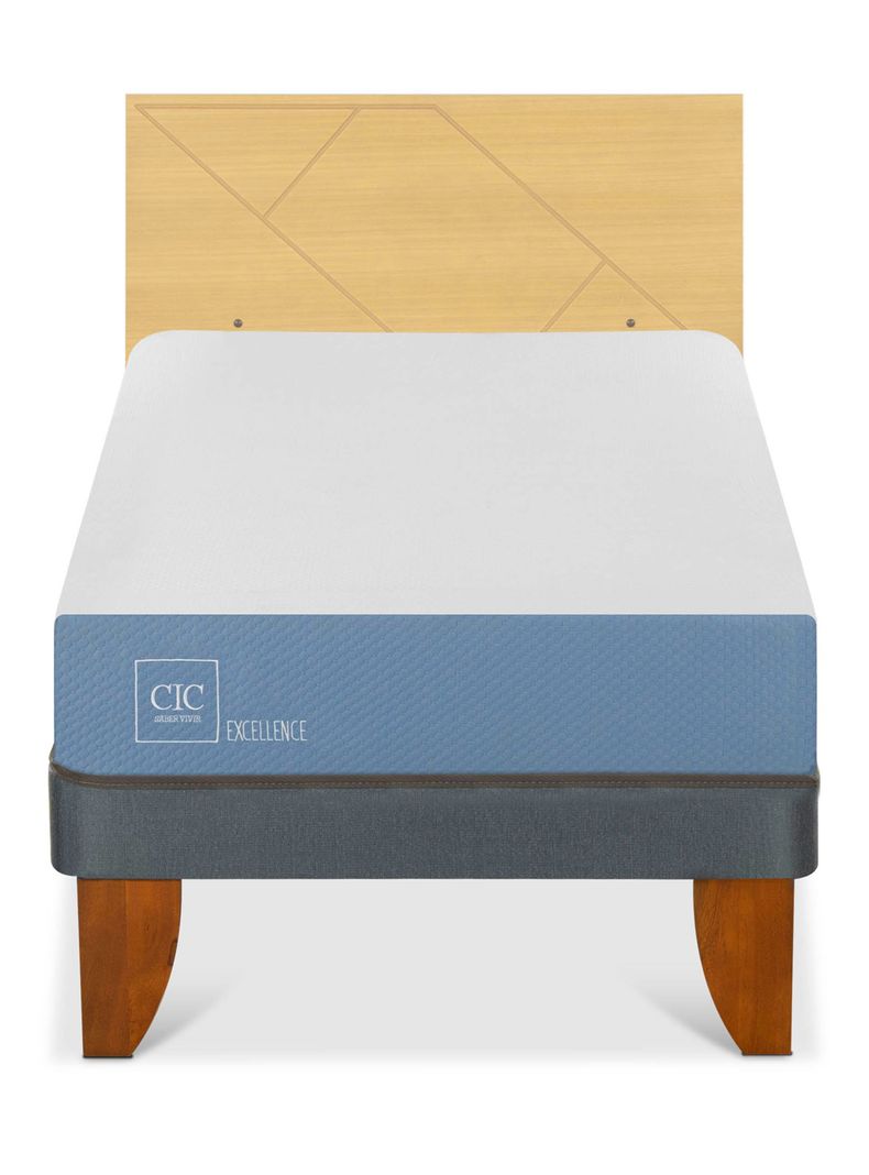 Cama Europea Excellence 1 Plaza x190 cm + Respaldo Villarrica Mostaza-2