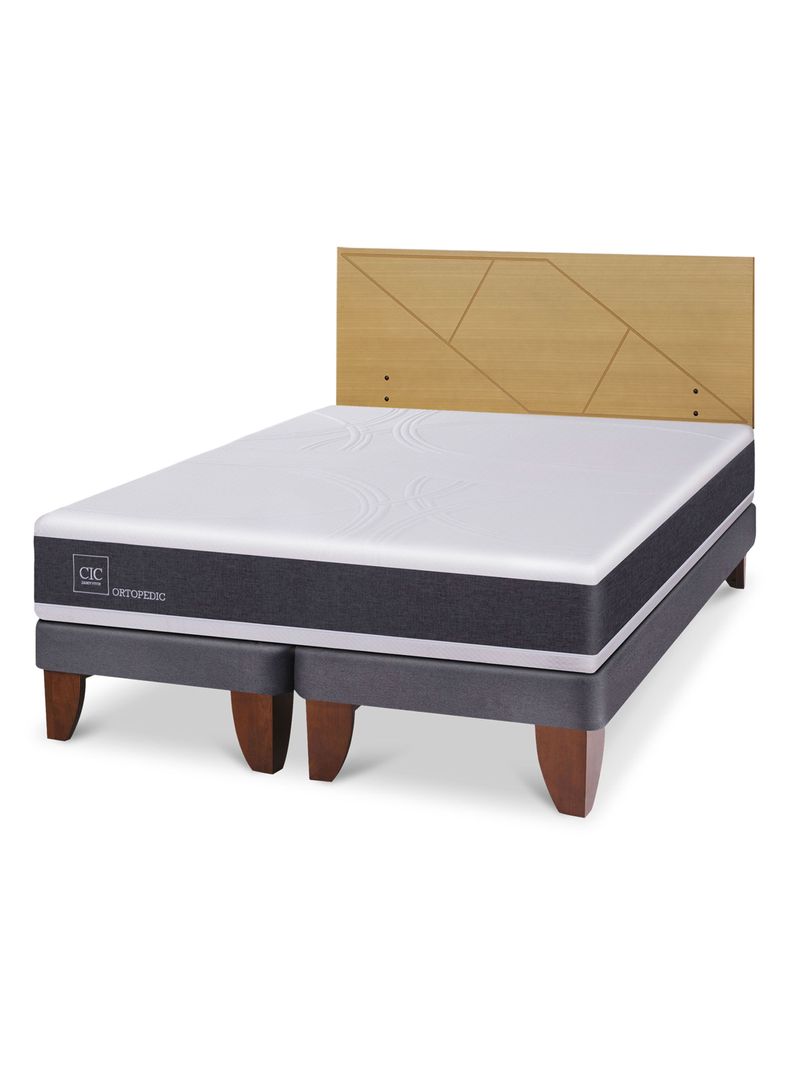 Cama Europea Ortopedic King + Respaldo Villarrica Mostaza
