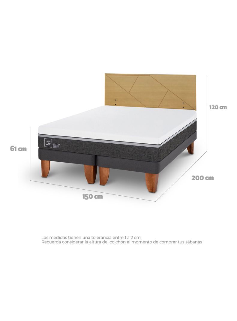 Cama Europea Ortopedic Advance 2 Plazas Base Dividida + Respaldo Villarrica Mostaza-1