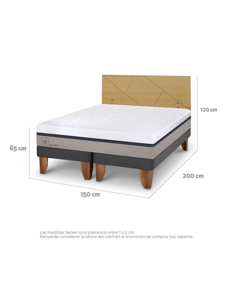 Cama Europea Balance 2 Plazas Base Dividida + Respaldo Villarrica Mostaza-1