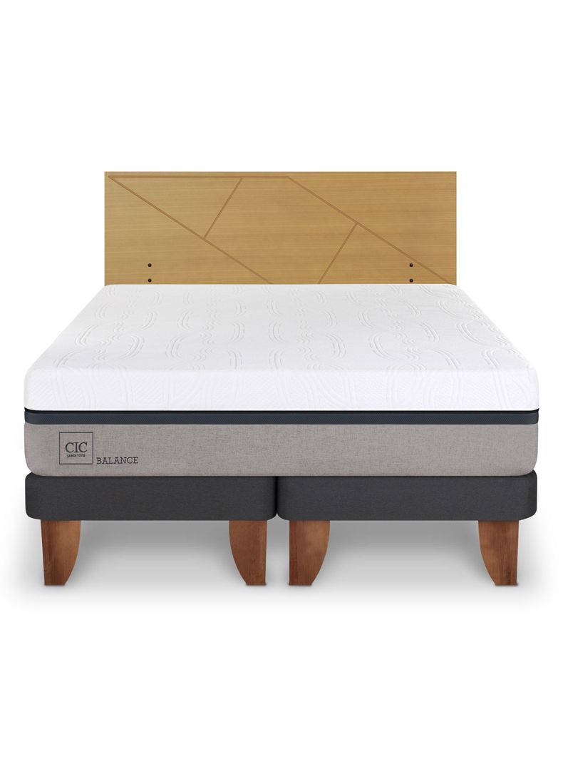 Cama Europea Balance King + Respaldo Villarrica Mostaza-2