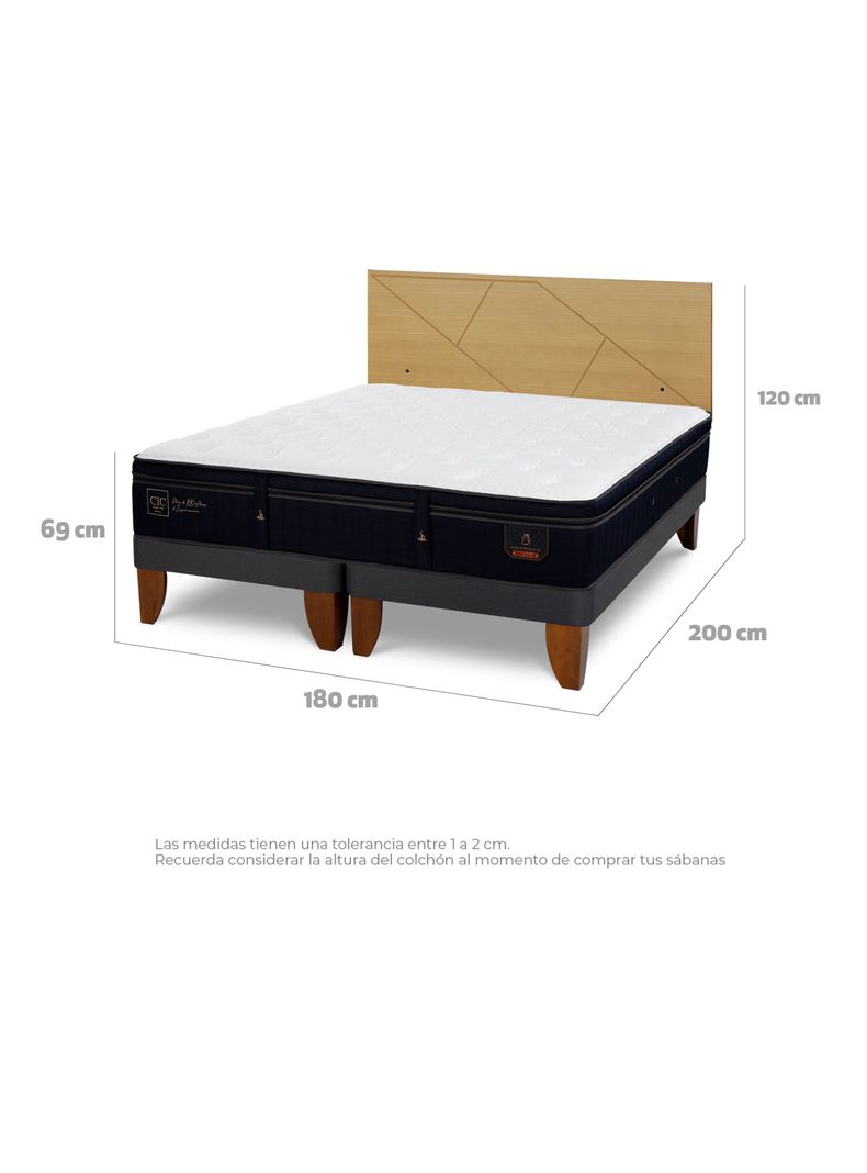 Cama Europea Súper Premium King + Respaldo Villarrica Mostaza-1