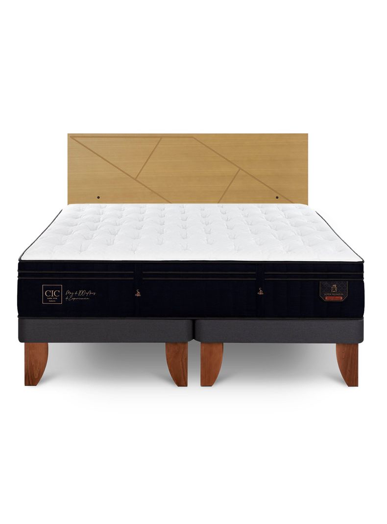 Cama Europea Súper Premium King + Respaldo Villarrica Mostaza-2