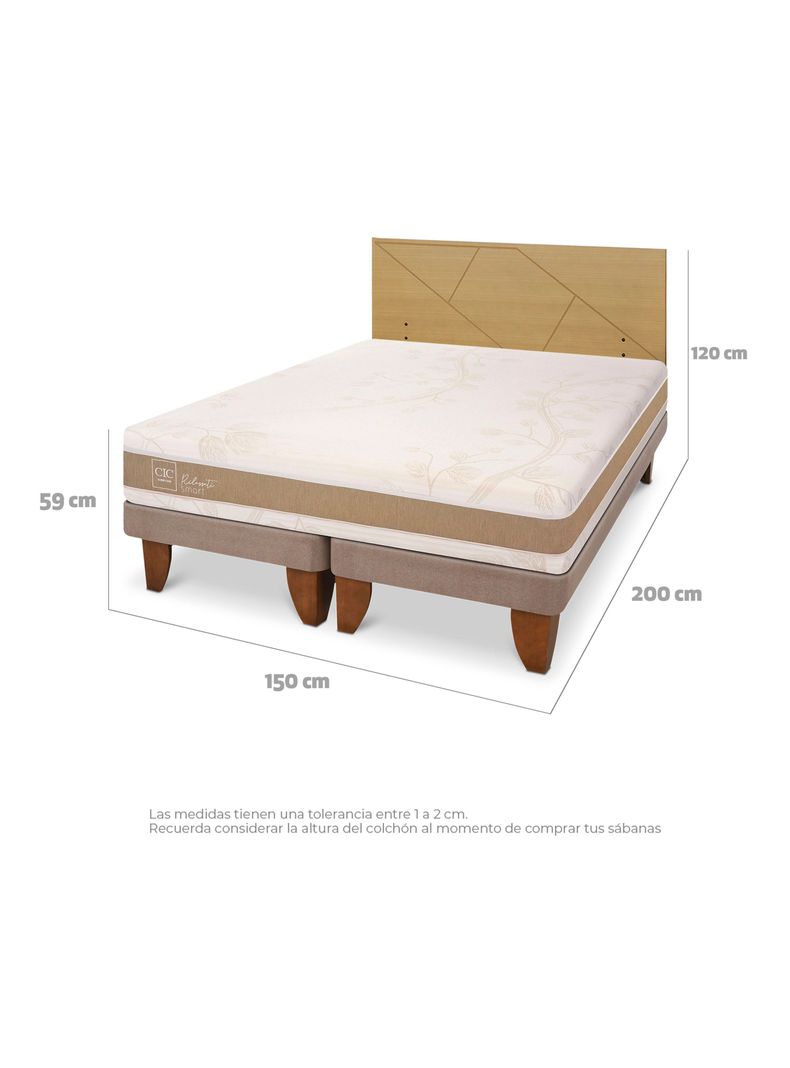 Cama Europea Rilassati Infinity 2 Plazas Base Dividida + Respaldo Villarrica Mostaza-1