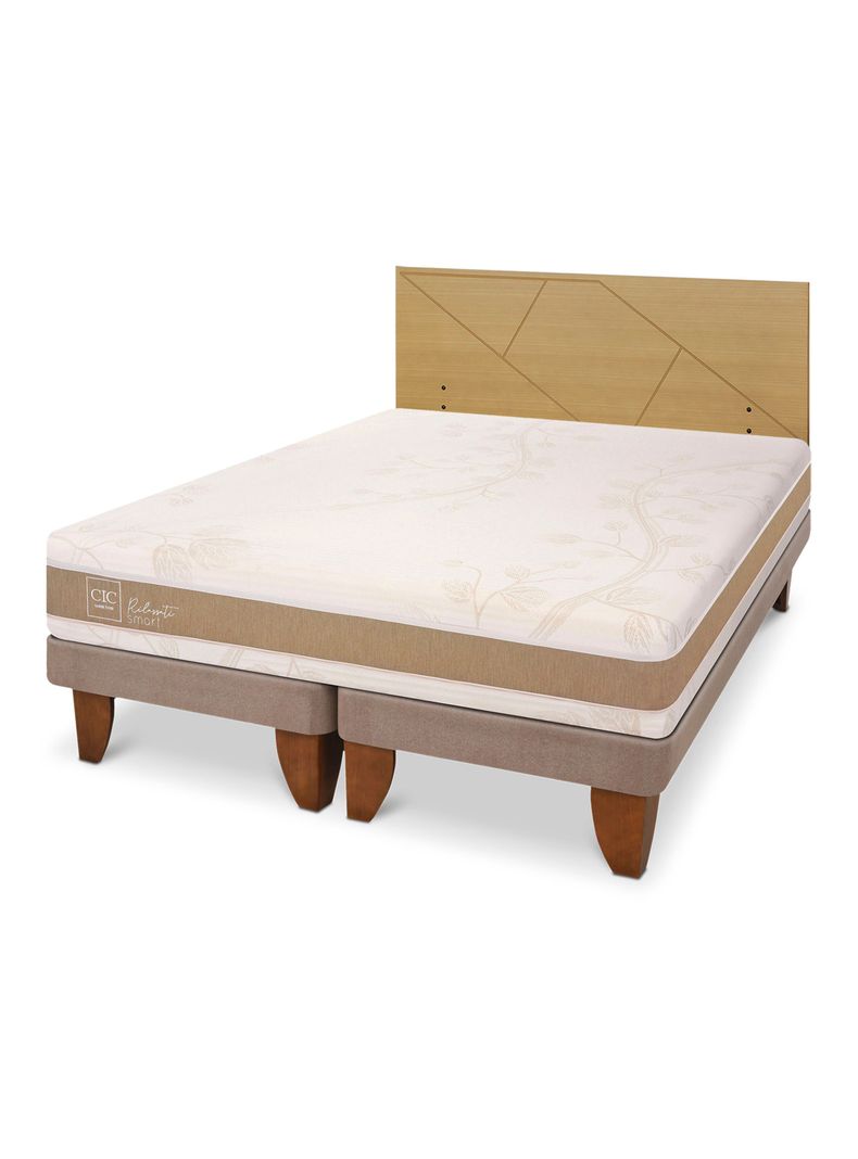 Cama Europea Rilassati Infinity 2 Plazas Base Dividida + Respaldo Villarrica Mostaza-0