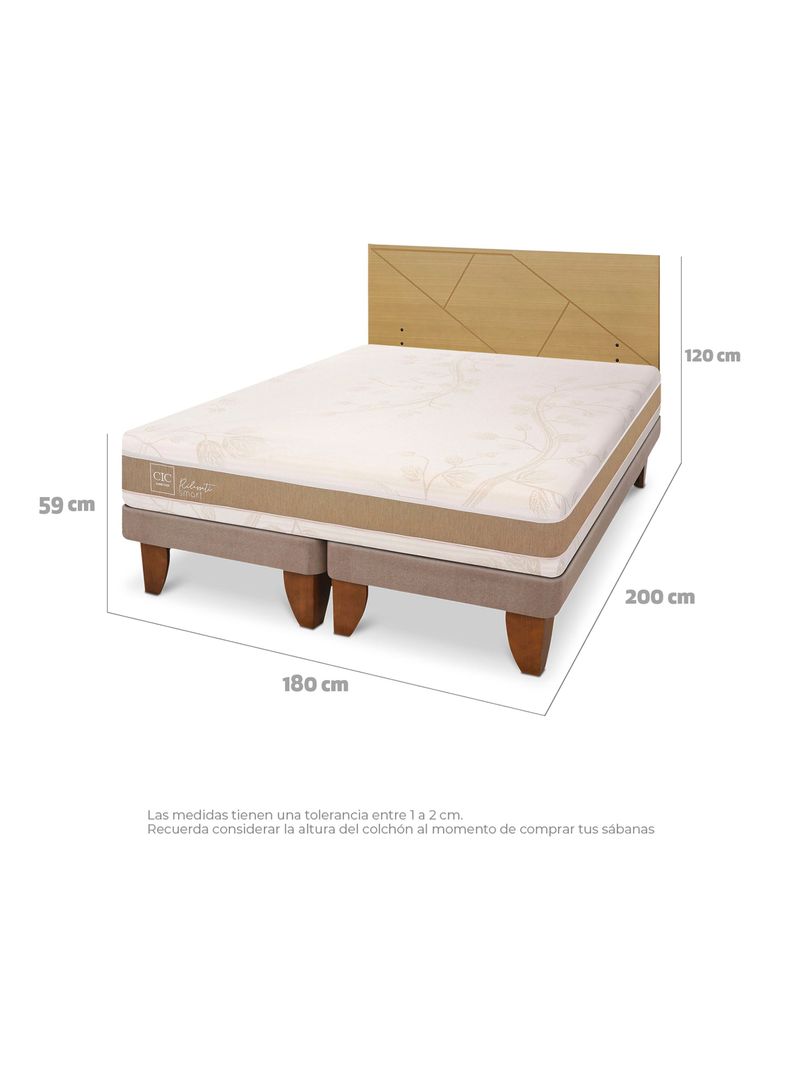 Cama Europea Rilassati Infinity King + Respaldo Villarrica Mostaza-1