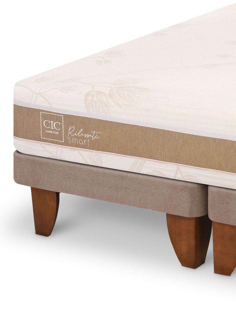 Cama Europea Rilassati Infinity King + Respaldo Villarrica Mostaza-3