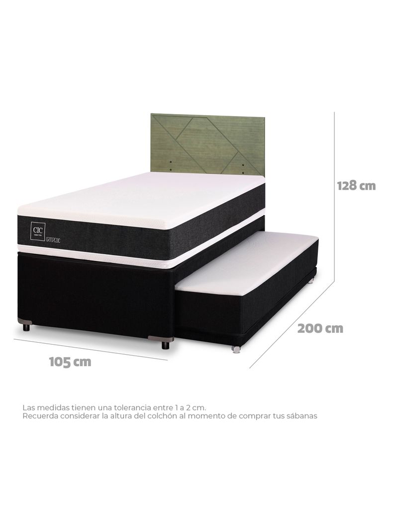 Diván Ortopedic Black 1.5 Plazas Respaldo Villarrica Olivo-1