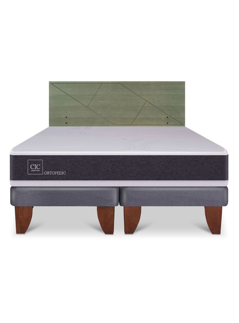 Cama Europea Ortopedic King + Respaldo Villarrica Olivo-2