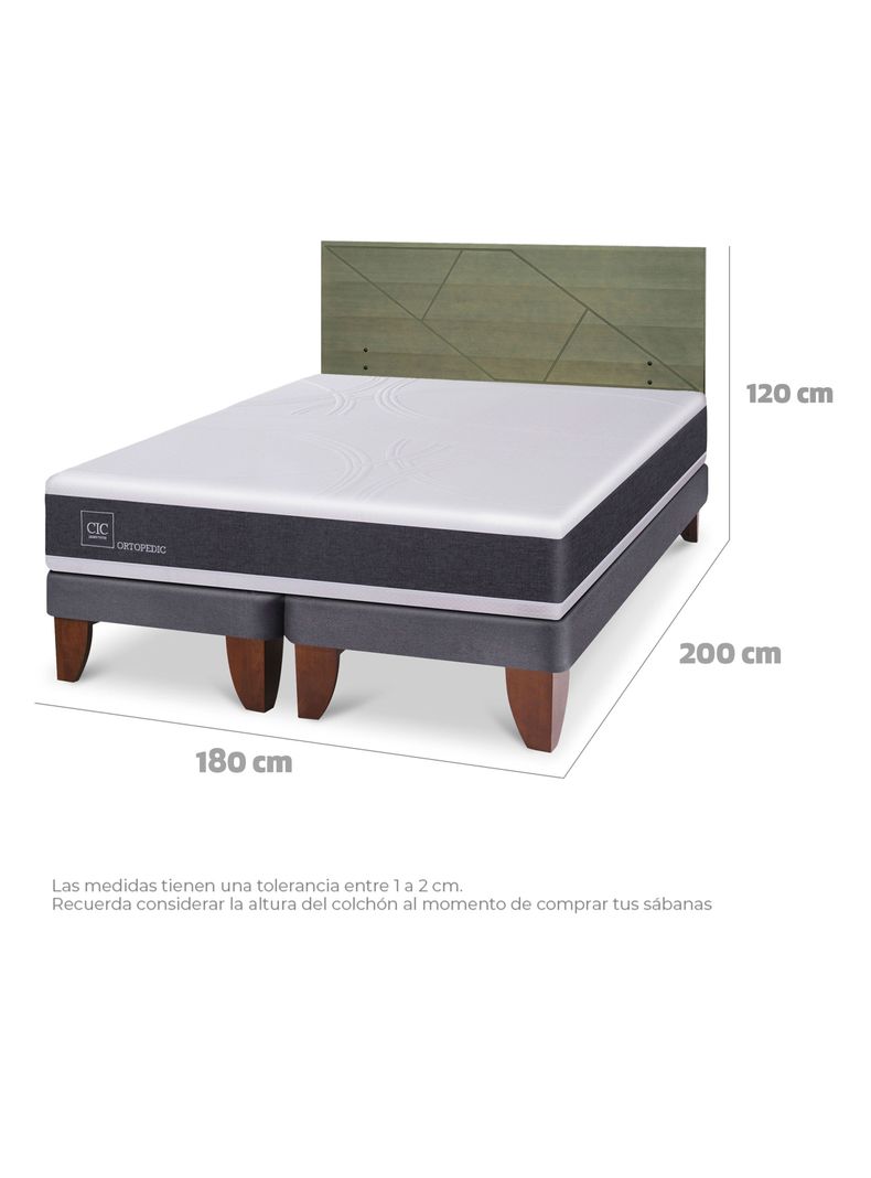 Cama Europea Ortopedic King + Respaldo Villarrica Olivo-1