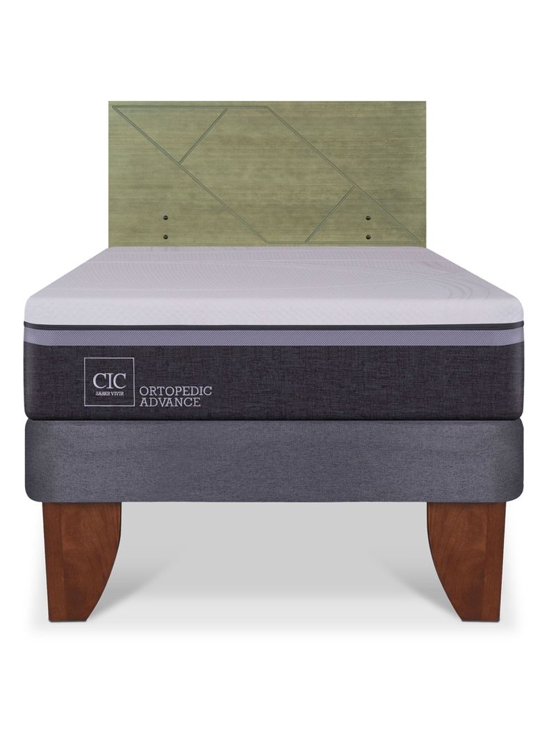 Cama Europea Ortopedic Advance 1.5 Plazas + Respaldo Villarrica Olivo-2
