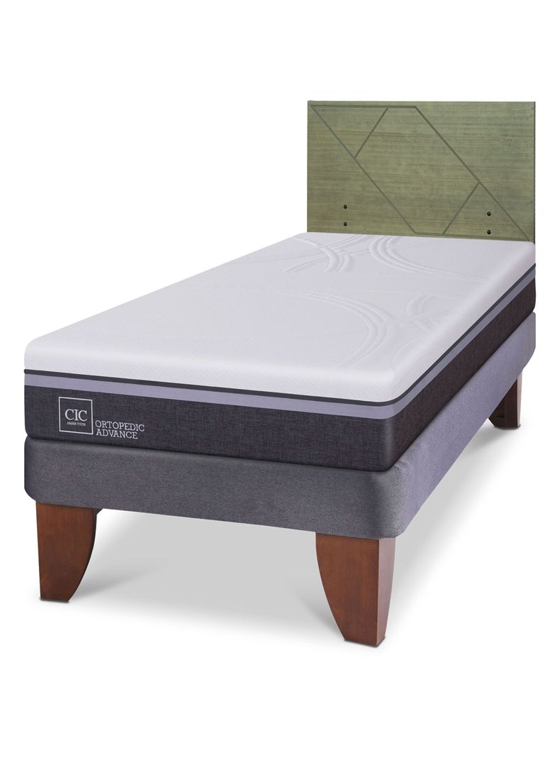Cama Europea Ortopedic Advance 1.5 Plazas + Respaldo Villarrica Olivo-0
