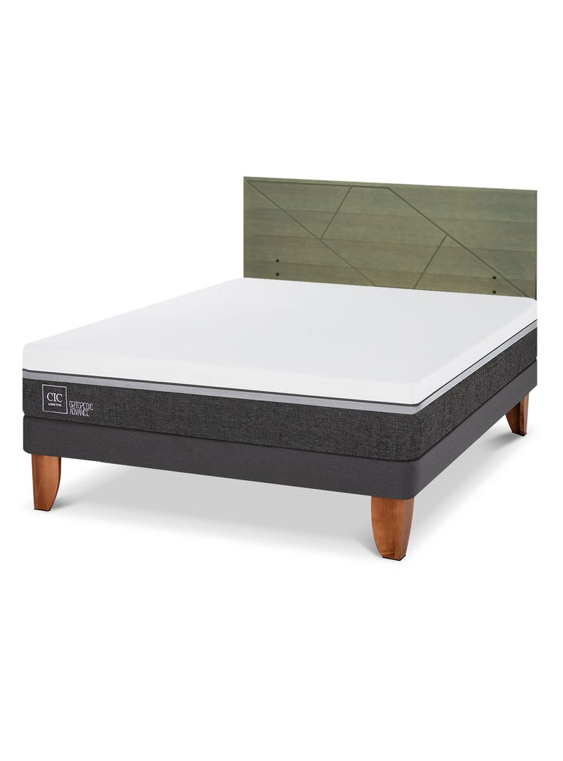 Cama Europea Ortopedic Advance 2 Plazas + Respaldo Villarrica Olivo-0