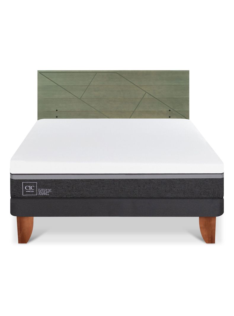 Cama Europea Ortopedic Advance 2 Plazas + Respaldo Villarrica Olivo-2