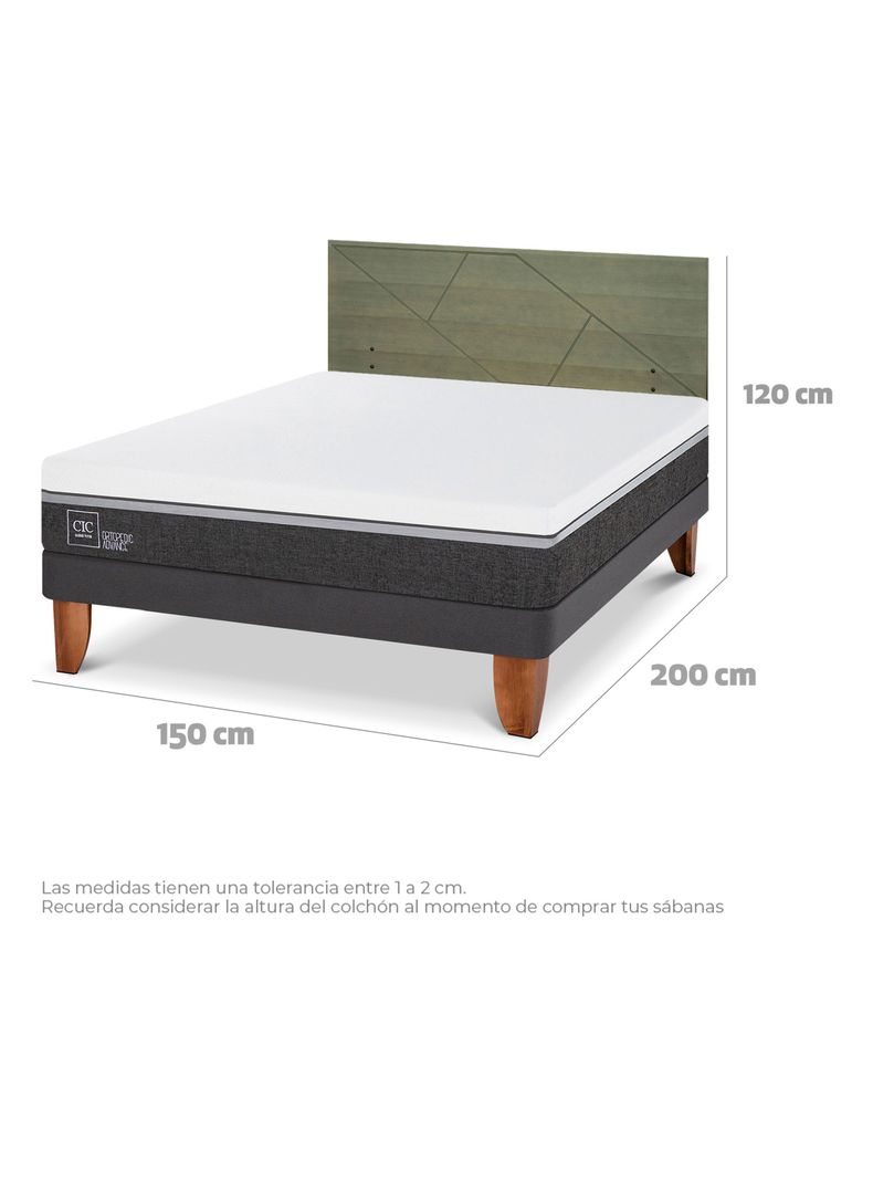 Cama Europea Ortopedic Advance 2 Plazas + Respaldo Villarrica Olivo-1