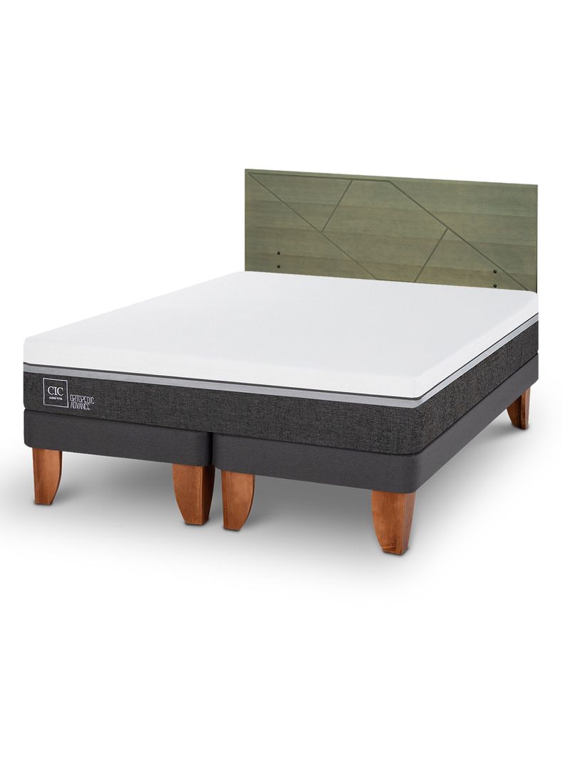 Cama Europea Ortopedic Advance 2 Plazas Base Dividida + Respaldo Villarrica Olivo-0