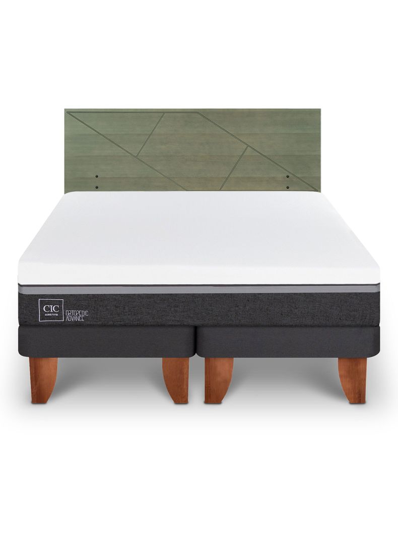 Cama Europea Ortopedic Advance 2 Plazas Base Dividida + Respaldo Villarrica Olivo-2