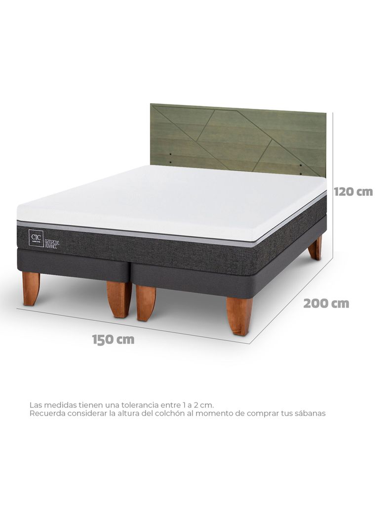 Cama Europea Ortopedic Advance 2 Plazas Base Dividida + Respaldo Villarrica Olivo-1