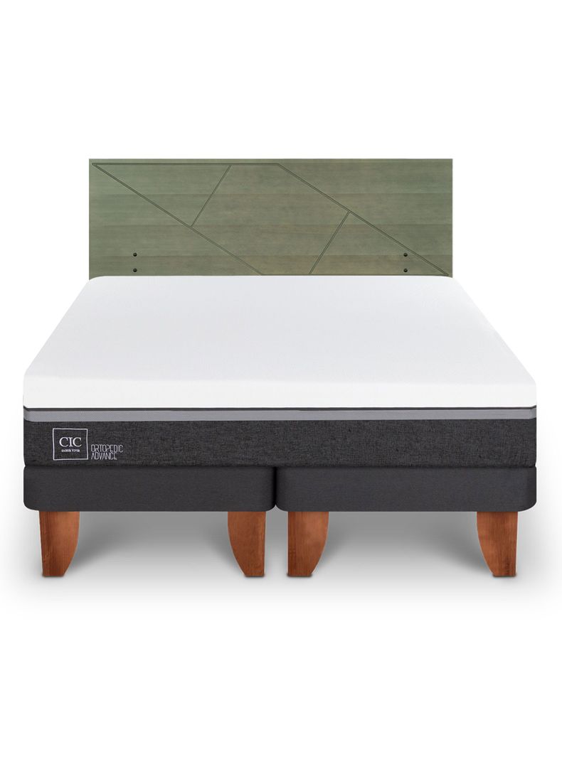 Cama Europea Ortopedic Advance King + Respaldo Villarrica Olivo-2
