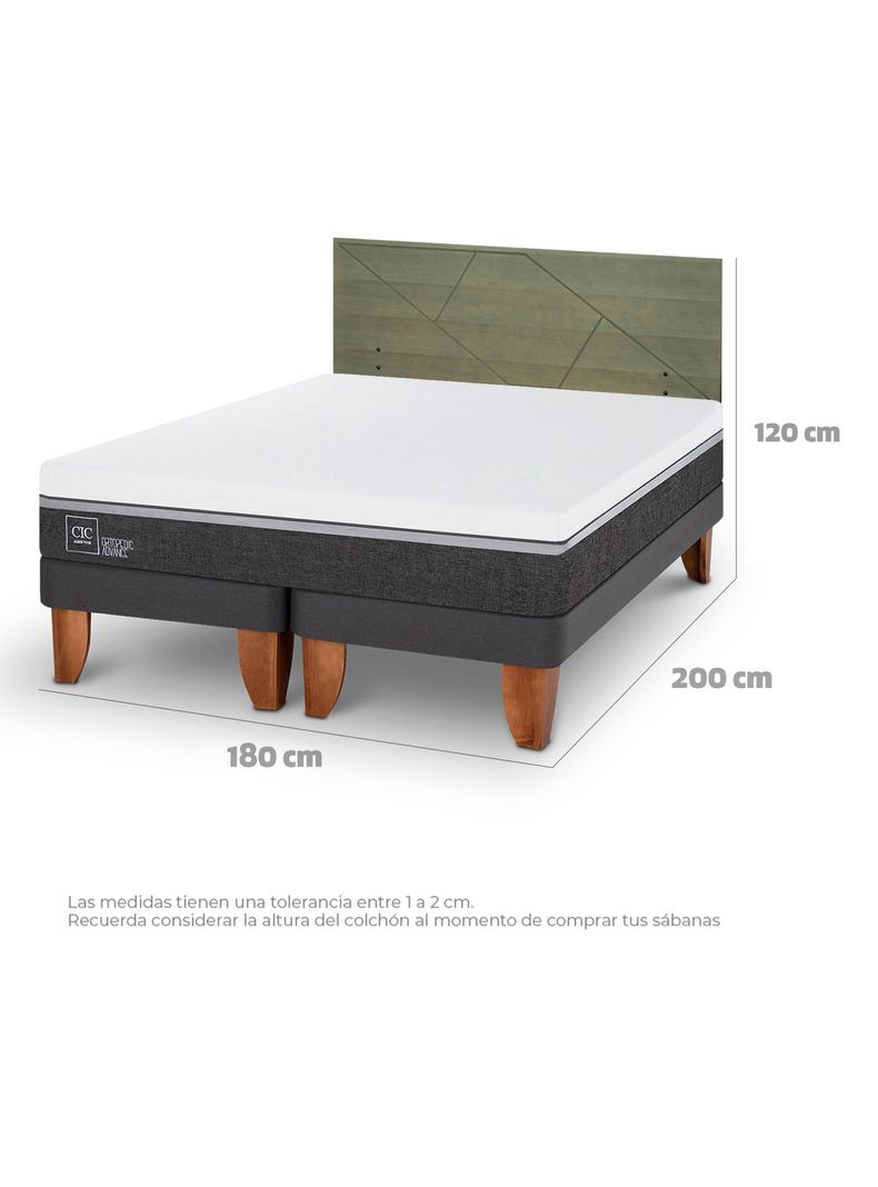 Cama Europea Ortopedic Advance King + Respaldo Villarrica Olivo-1