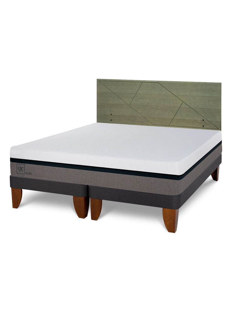 Cama Europea Balance 2 Plazas Base Dividida + Respaldo Villarrica Olivo-0