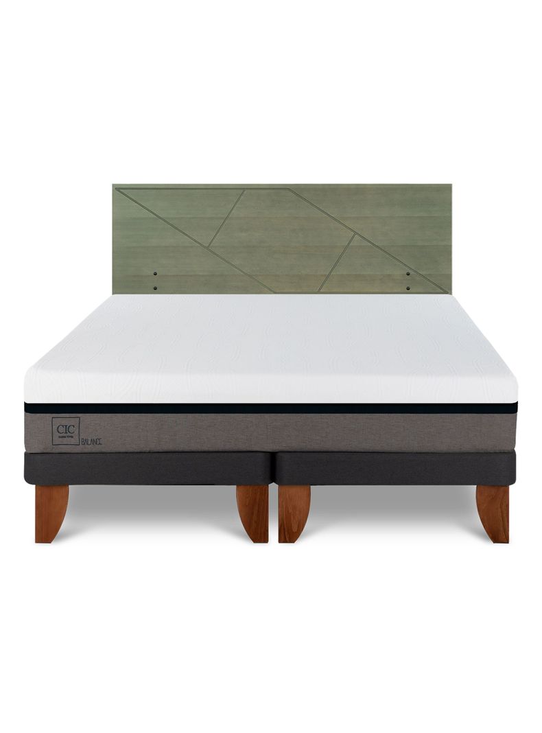 Cama Europea Balance 2 Plazas Base Dividida + Respaldo Villarrica Olivo-2