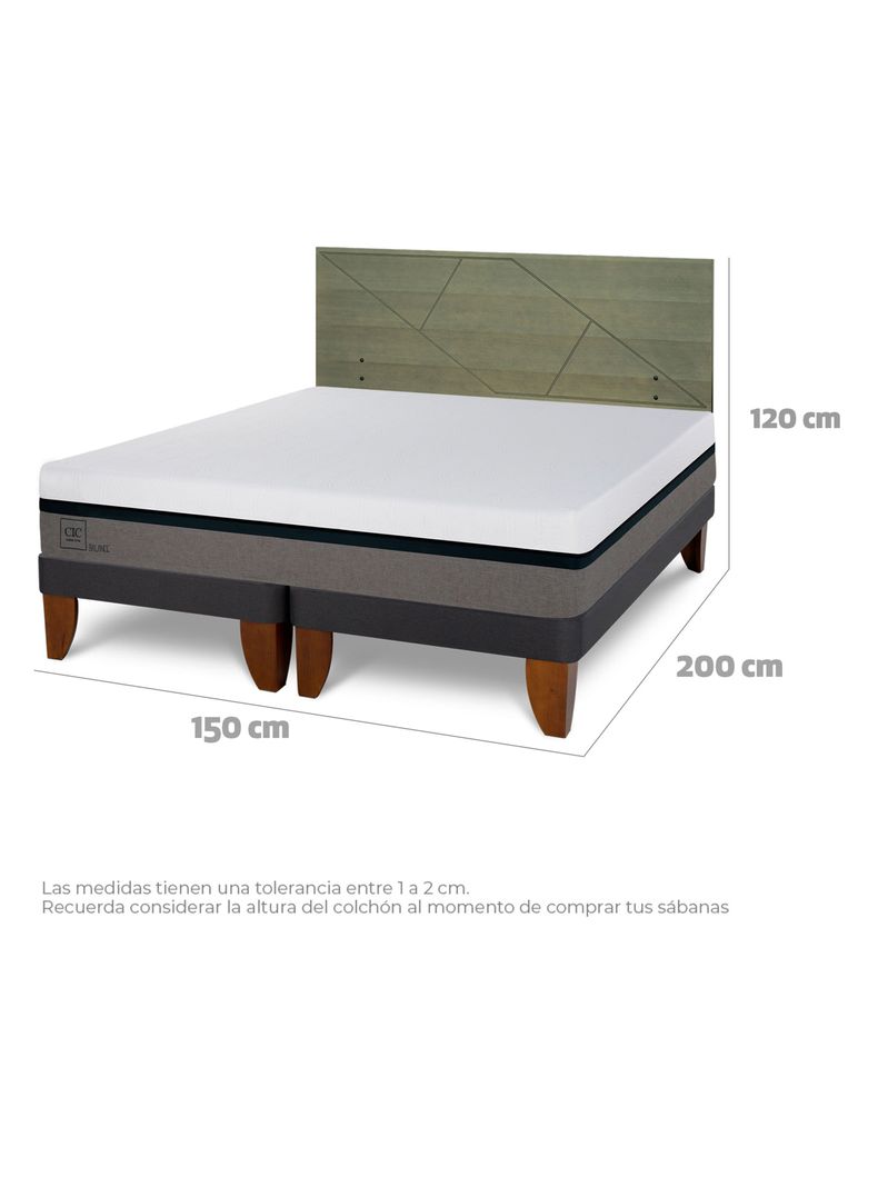 Cama Europea Balance 2 Plazas Base Dividida + Respaldo Villarrica Olivo-1
