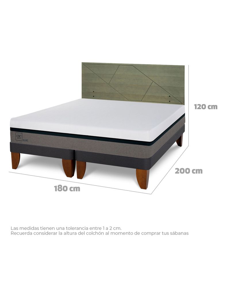 Cama Europea Balance King + Respaldo Villarrica Olivo-1