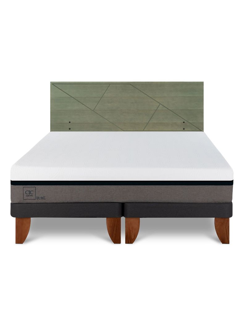 Cama Europea Balance King + Respaldo Villarrica Olivo-2