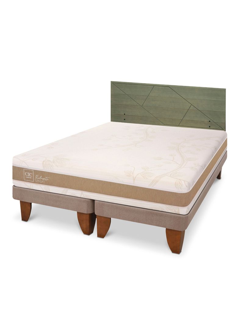 Cama Europea Rilassati Infinity 2 Plazas Base Dividida + Respaldo Villarrica Olivo-0
