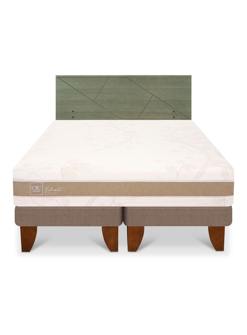 Cama Europea Rilassati Infinity 2 Plazas Base Dividida + Respaldo Villarrica Olivo-2