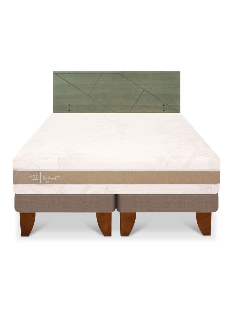 Cama Europea Rilassati Infinity King + Respaldo Villarrica Olivo-2