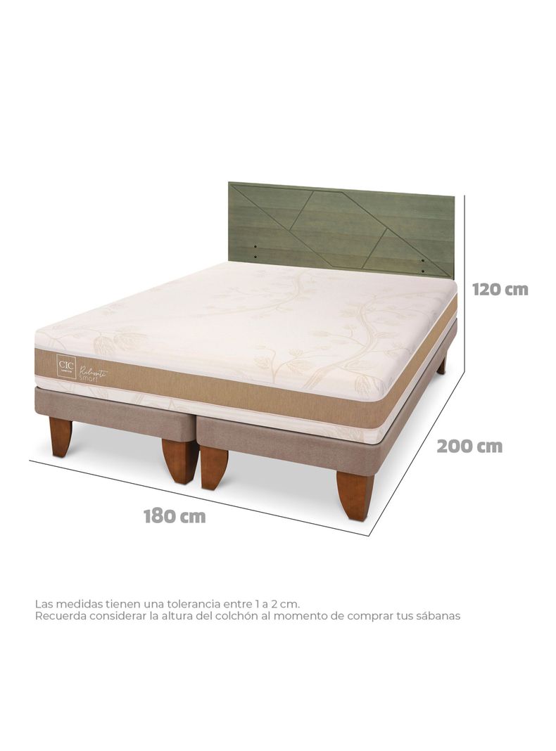 Cama Europea Rilassati Infinity King + Respaldo Villarrica Olivo-1
