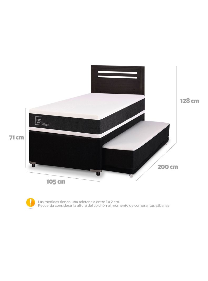 Diván Ortopedic Black 1.5 Plazas Respaldo Múnich Negro-1