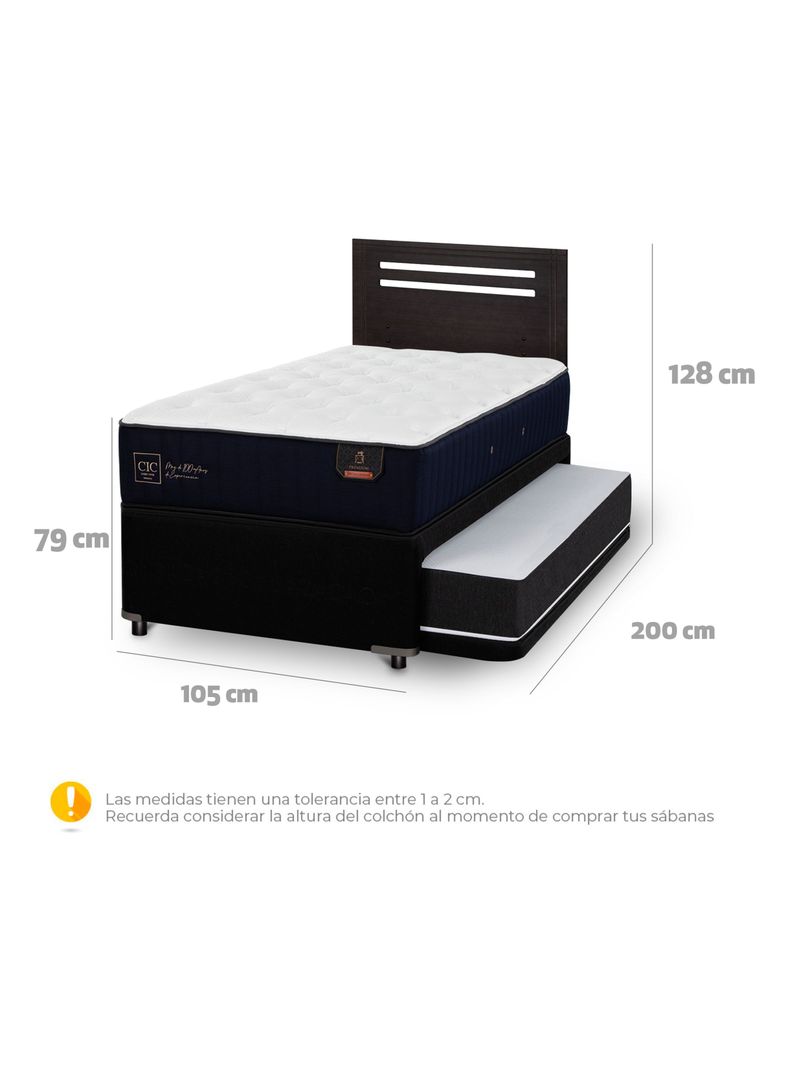 Diván Premium Black 1.5 Plazas Respaldo Múnich Negro-1