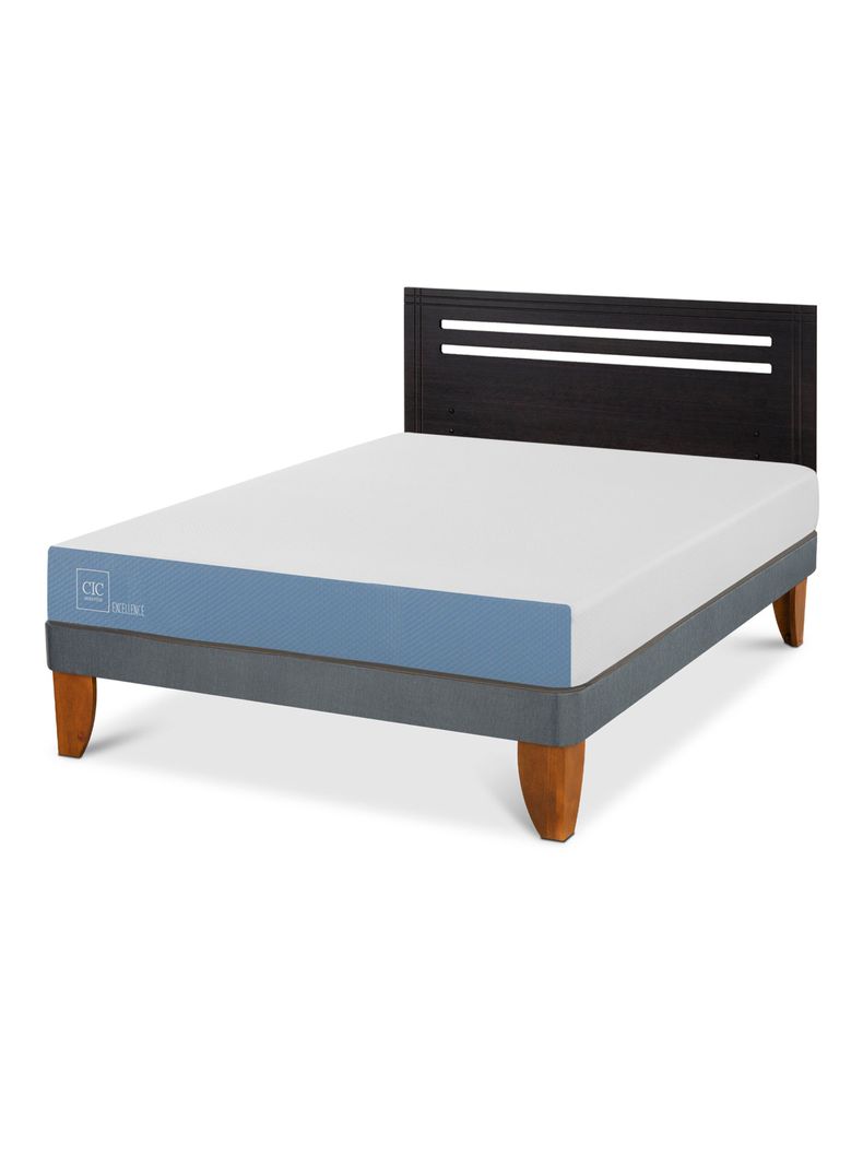 Cama Europea Excellence 2 Plazas x190 cm + Respaldo Munich Negro