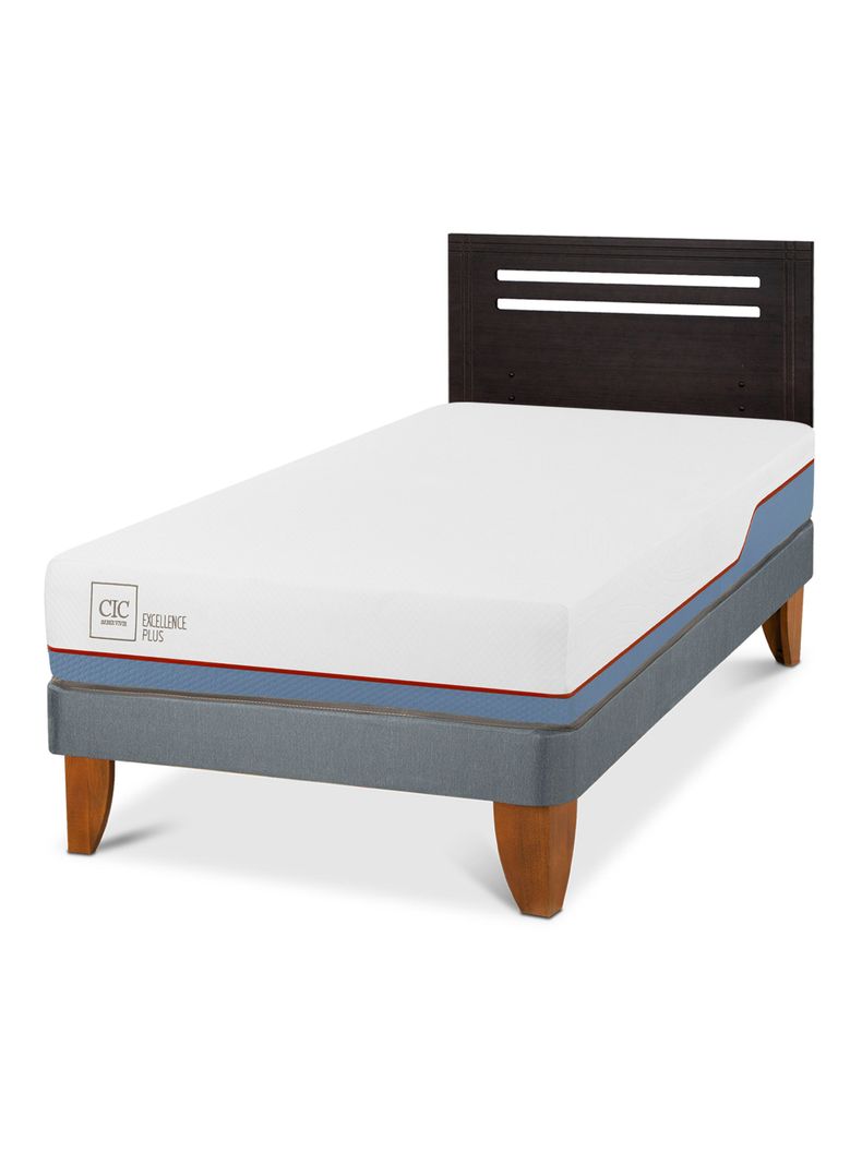 Cama Europea Excellence Plus 1.5 Plazas + Respaldo Munich Negro