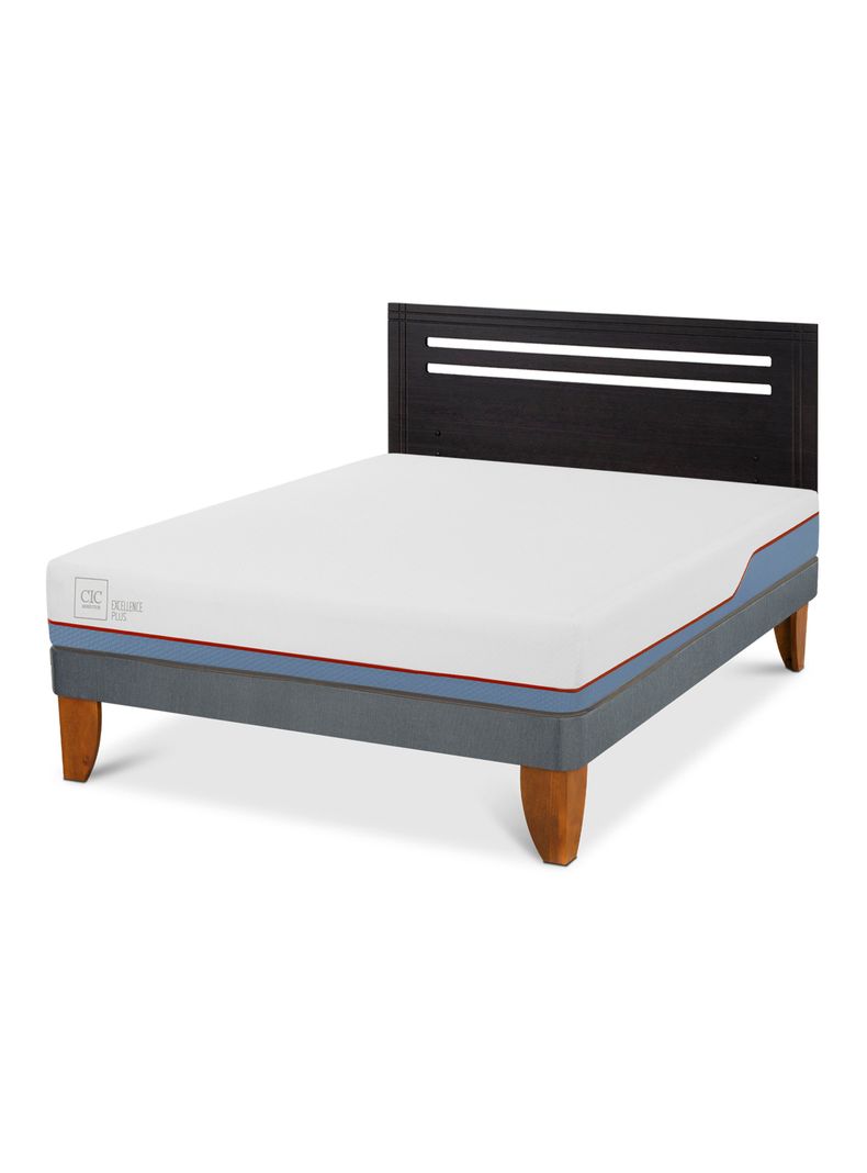 Cama Europea Excellence Plus 2 Plazas + Respaldo Múnich Negro