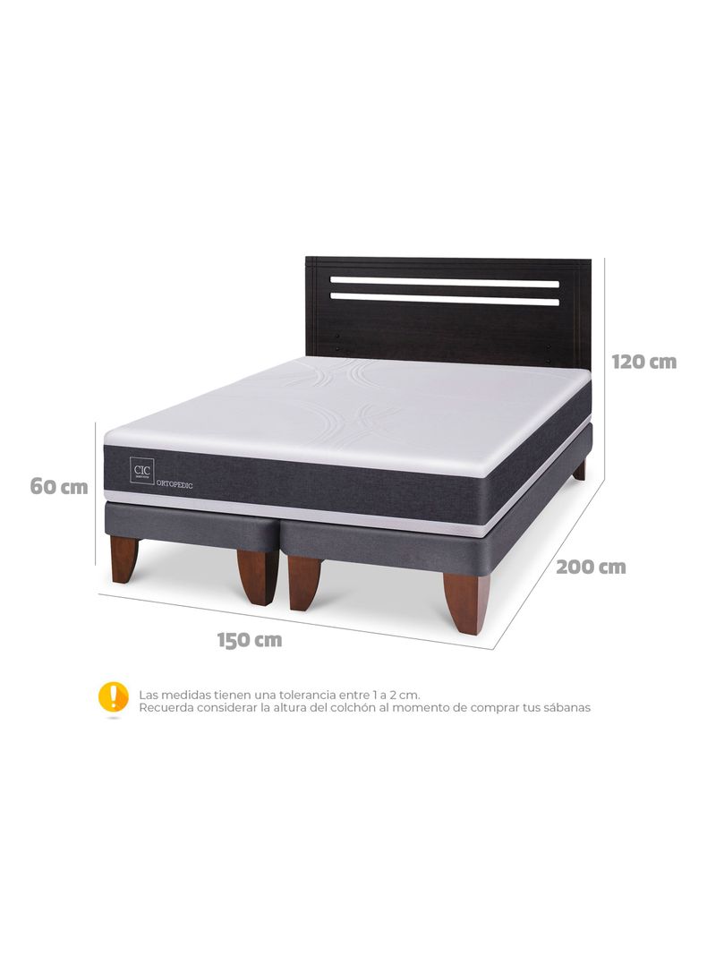 Cama Europea Ortopedic 2 Plazas Base Dividida + Respaldo Múnich Negro-1