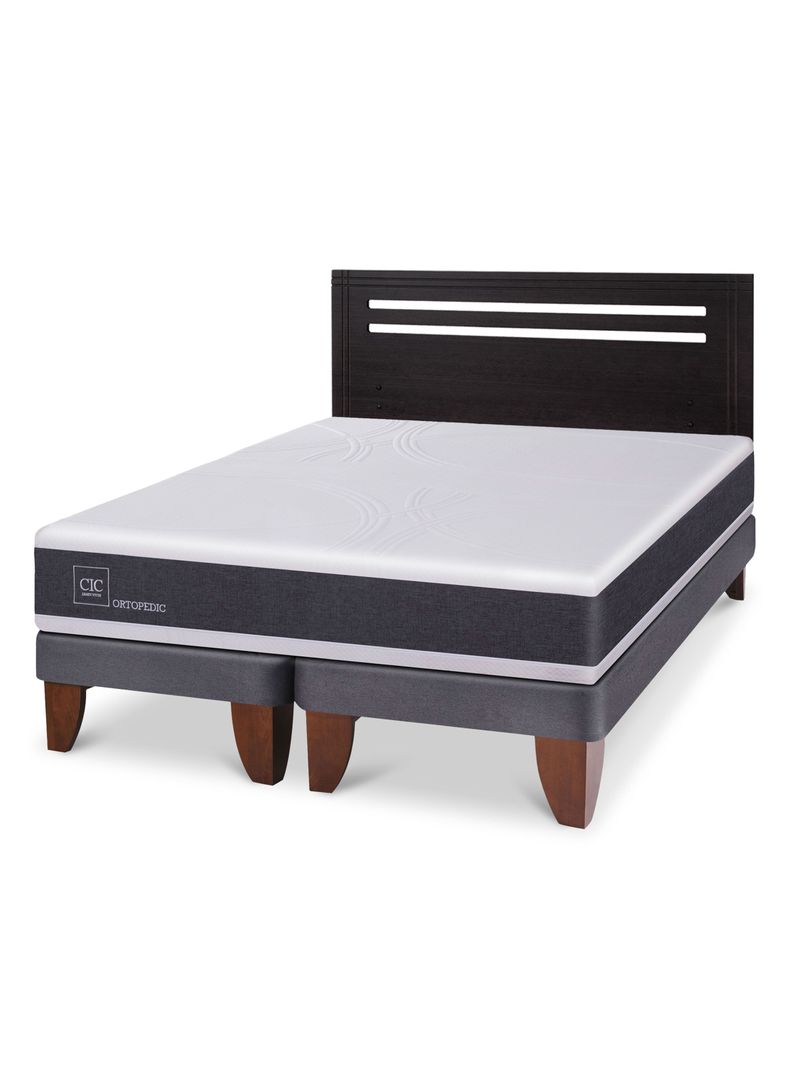 Cama Europea Ortopedic 2 Plazas Base Dividida + Respaldo Múnich Negro-0