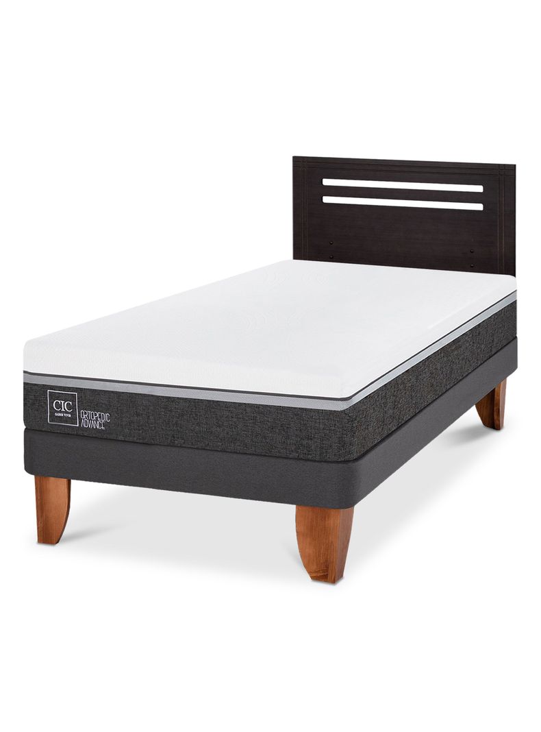 Cama Europea Ortopedic Advance 1.5 Plazas + Respaldo Múnich Negro-0