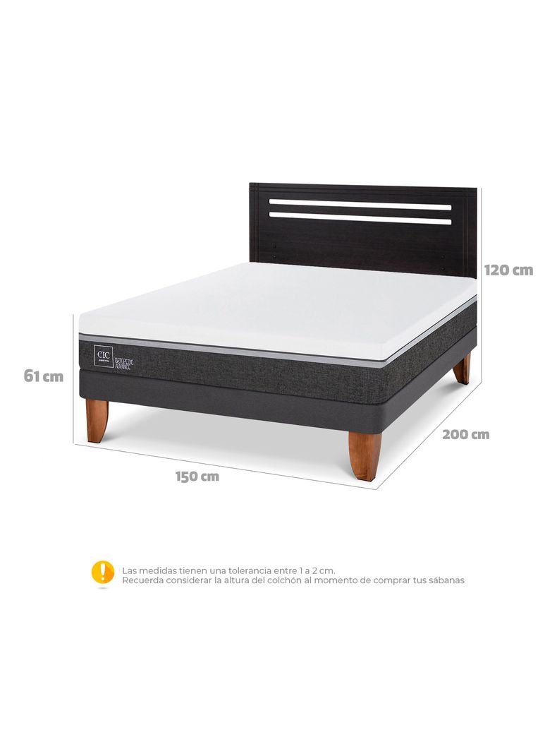 Cama Europea Ortopedic Advance 2 Plazas + Respaldo Múnich Negro-1