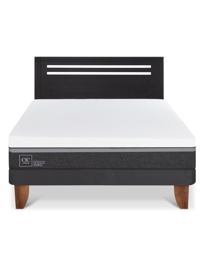 Cama Europea Ortopedic Advance 2 Plazas + Respaldo Múnich Negro-2