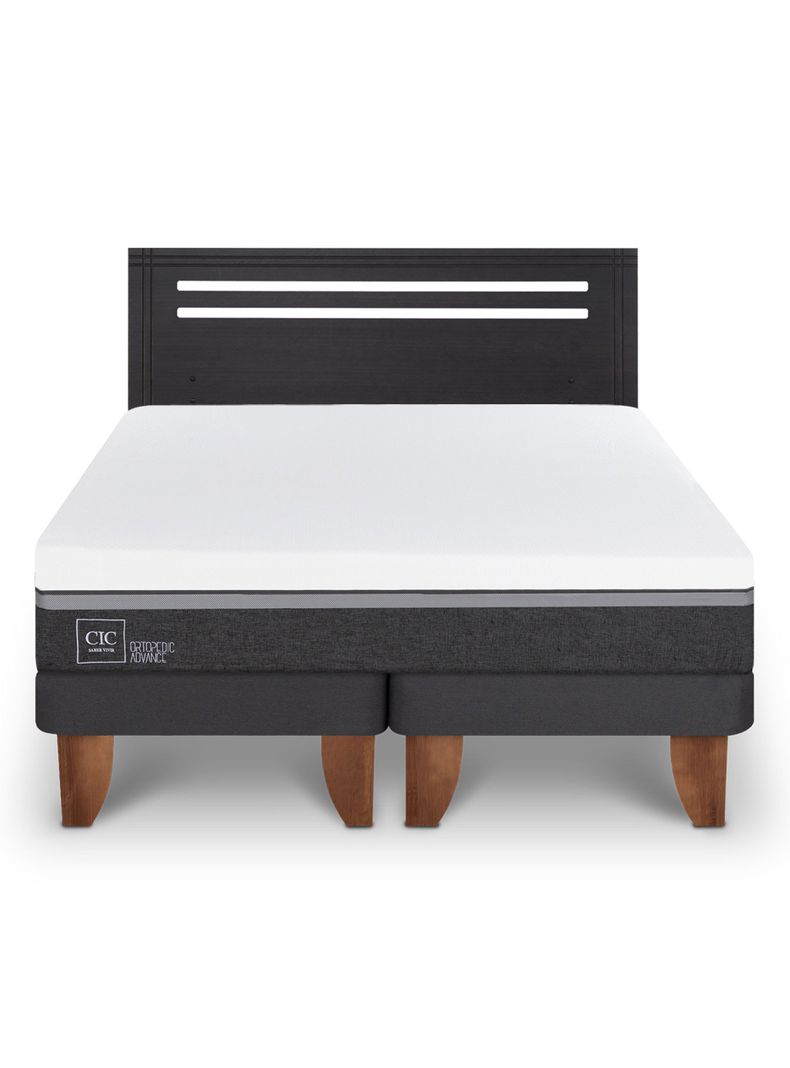 Cama Europea Ortopedic Advance 2 Plazas Base Dividida + Respaldo Múnich Negro-2