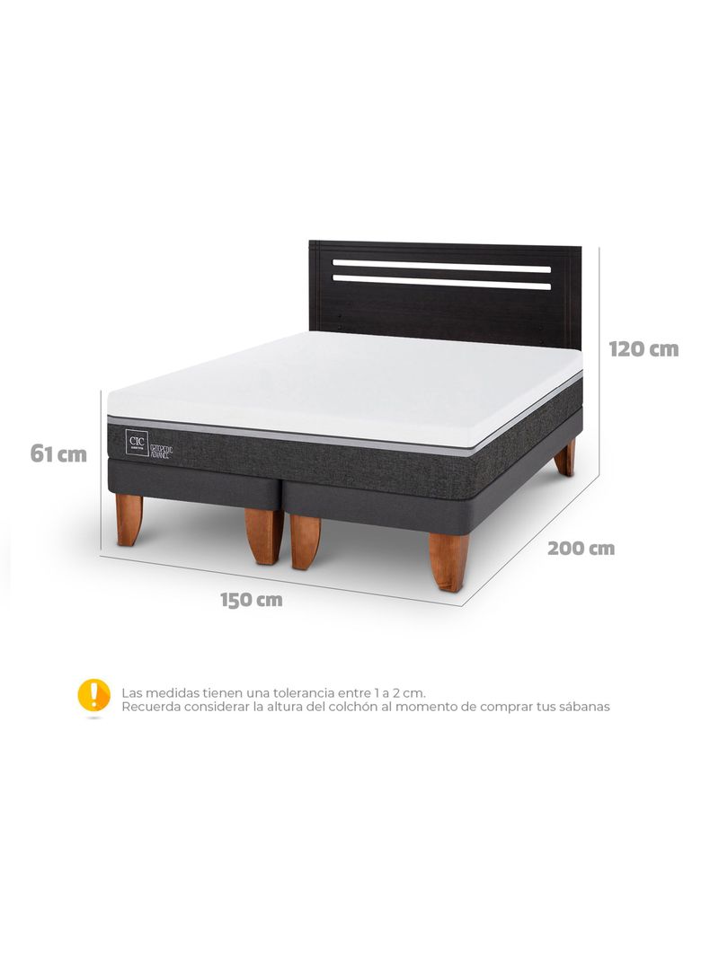 Cama Europea Ortopedic Advance 2 Plazas Base Dividida + Respaldo Múnich Negro-1